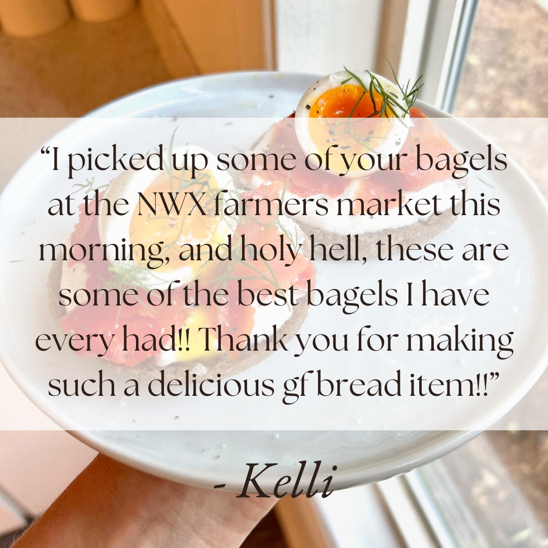 Five star customer review of Leaven and Love organic gluten-free sourdough bagels
