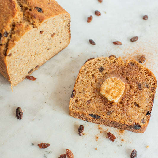 Organic gluten-free Cinnamon Raisin sourdough bread, freshly baked by Leaven and Love Organic Bakehouse